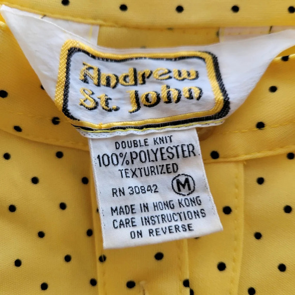 Vintage Polka-Dot Tunic Top / Yellow w/ Black / Fits Small - Picture 7 of 7